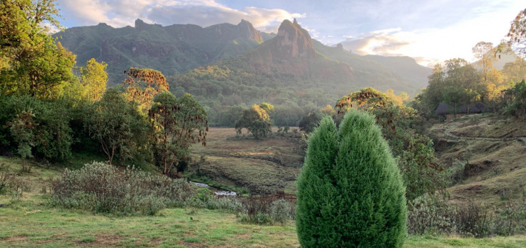 View from the terrace of Bale Mountain Lodge, Ethiopia