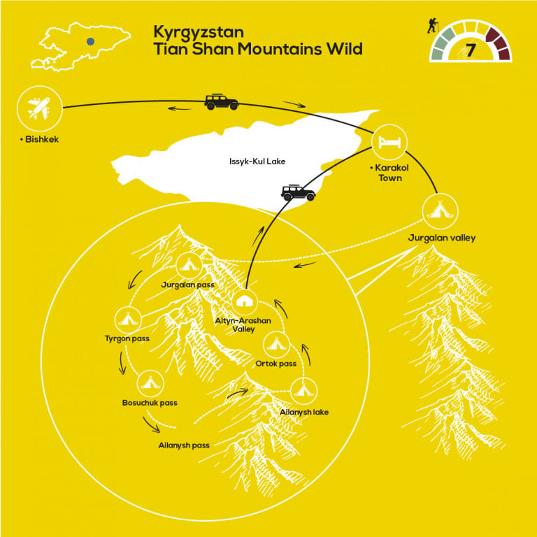 Tian Shan Mountains Wild, YellowWood Adventures Map