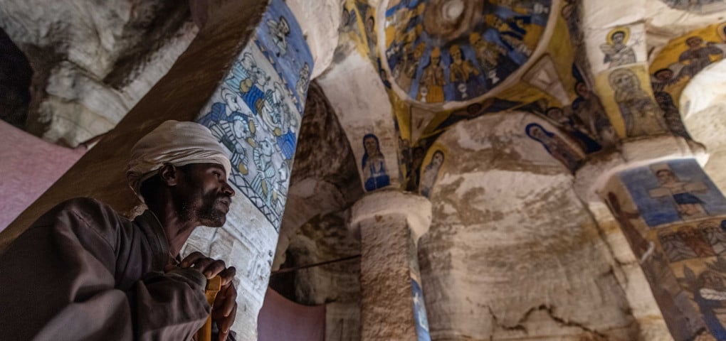 Painted ceilings & murals, church interior, Tigray, Ethiopia