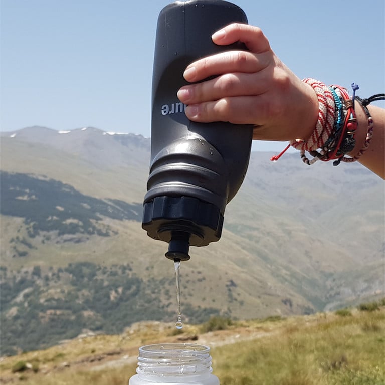 Aquapure Bottle being used in Kyrgyzstan