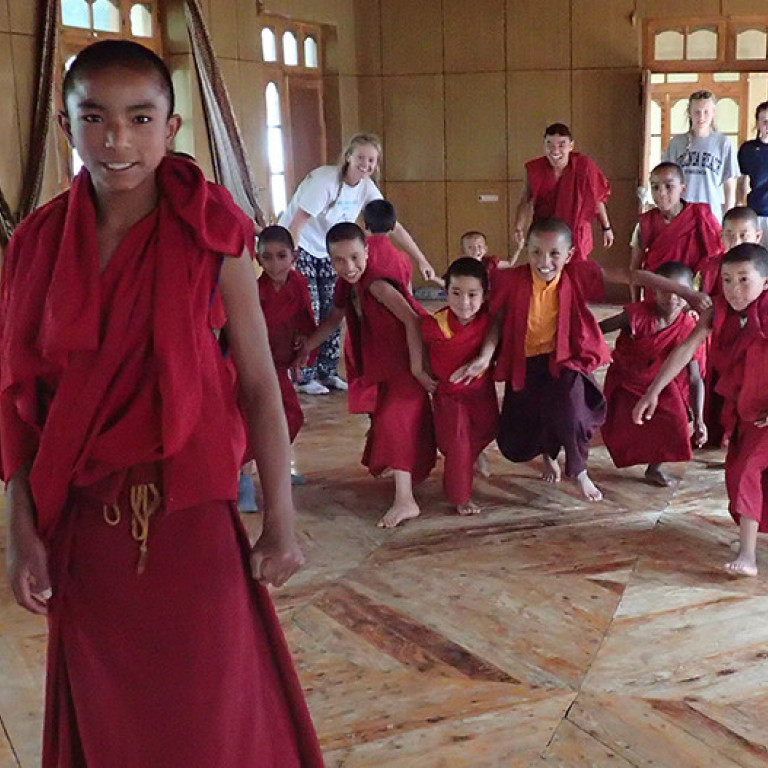 Playing with local children in remote schools, Ladakh