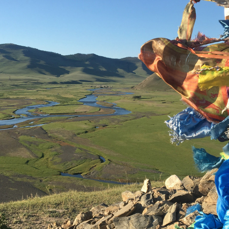 Prayer flags in the breeze, Mongolia