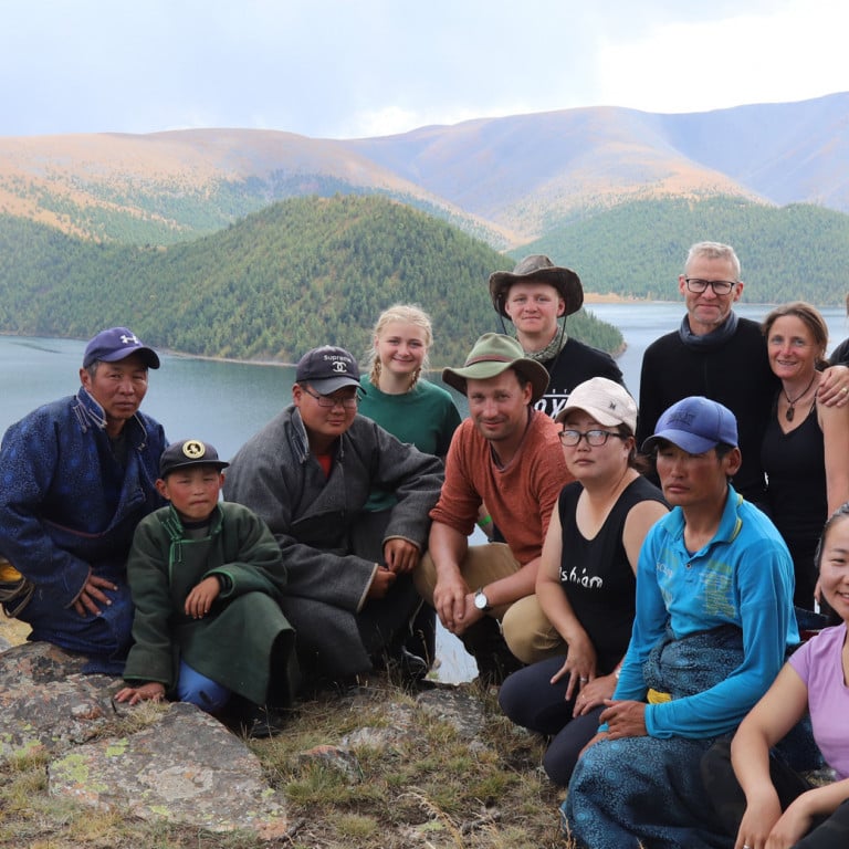 Happy Group with local guides and horsemen, Mongolia