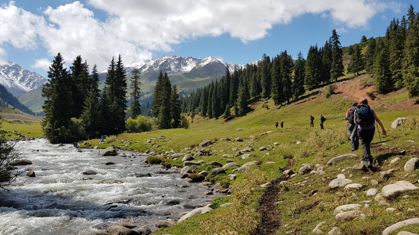 Tian Shan Mountain valley path, Kyrgyzstan