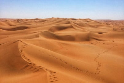 Footsteps in the sand, desert, Oman